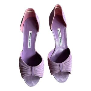 Manolo Blahnik D’ Orsay lilac suede leather heels size 39